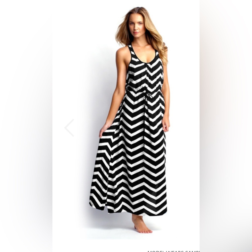 Seafolly Black and White Chevron Maxi Dress